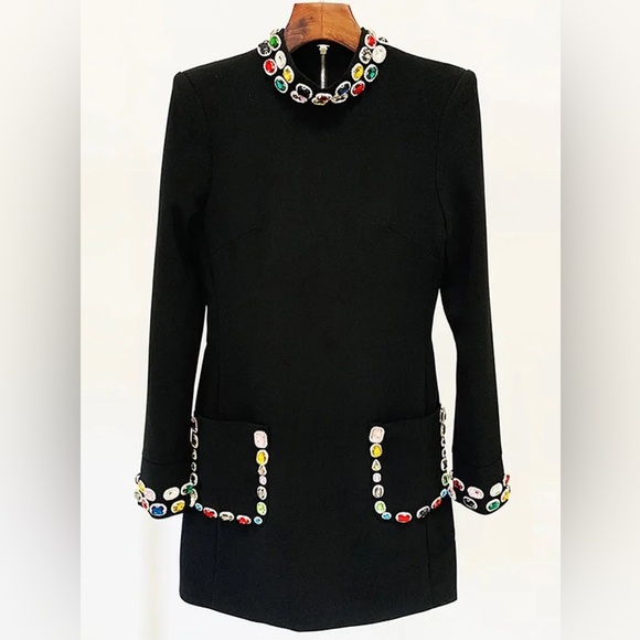 Mew Mews Dresses & Skirts - Black Embellished Pocket Shift Dress